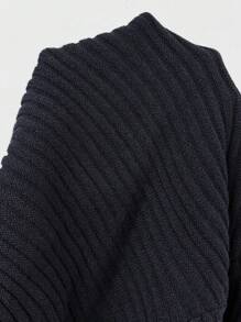 SHEIN Unity New Tassel Sexy Waist-Cinching Tie Neck Bow Mini Knit Dress, Elegant Commuting Fashion - Navy Blue - View 7