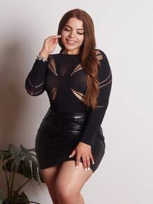 Lupita Cardoza Ausgehöhlter, Einfarbiger, Durchsichtiger, Modischer Body