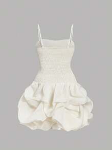 SHEIN MOD Robe de bal bouffante romantique mignonne couleur abricot avec ourlet en bouton. Robe blanche à volants. Robe de graduation blanche. Robe de fête blanche pour enterrement de vie de jeune fille, robe d'anniversaire pour femmes, robe de fête, robe de bal des finissants