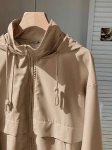 SHEIN Comfortcana 卡其色休闲风衣外套，简约时尚，适合秋冬季日常穿着。 - 卡其色 - 查看 4