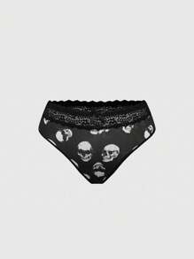 ROMWE Goth Große Größen Gothic Schädel Spitzenbesatz Hipster Slip