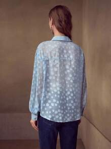 MOTF PREMIUM CAMISA TRANSPARENTE CON CALADO - Azul - Ver 3