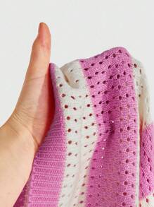 ROMWE MEN Prep Men's Contrast Stripe & Numeric Embroidery Knit Polo Shirt - Pink - View 7