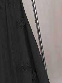 SHEIN Clasi Plus Size Chiffon Pleated Elegant 3D Floral V-Neck Camisole A-Line Dress