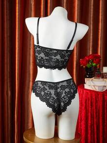 2件套女士优雅性感蕾丝内衣套装