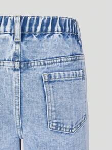 少女Y2K复古浅色水洗宽松阔腿牛仔裤，面料柔软舒适，休闲百搭，适合少女秋冬季穿着。 - 淺色水洗藍 - 查看 8