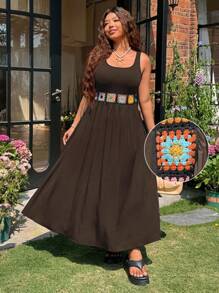 SHEIN EZwear 大码复古夏季度假连衣裙