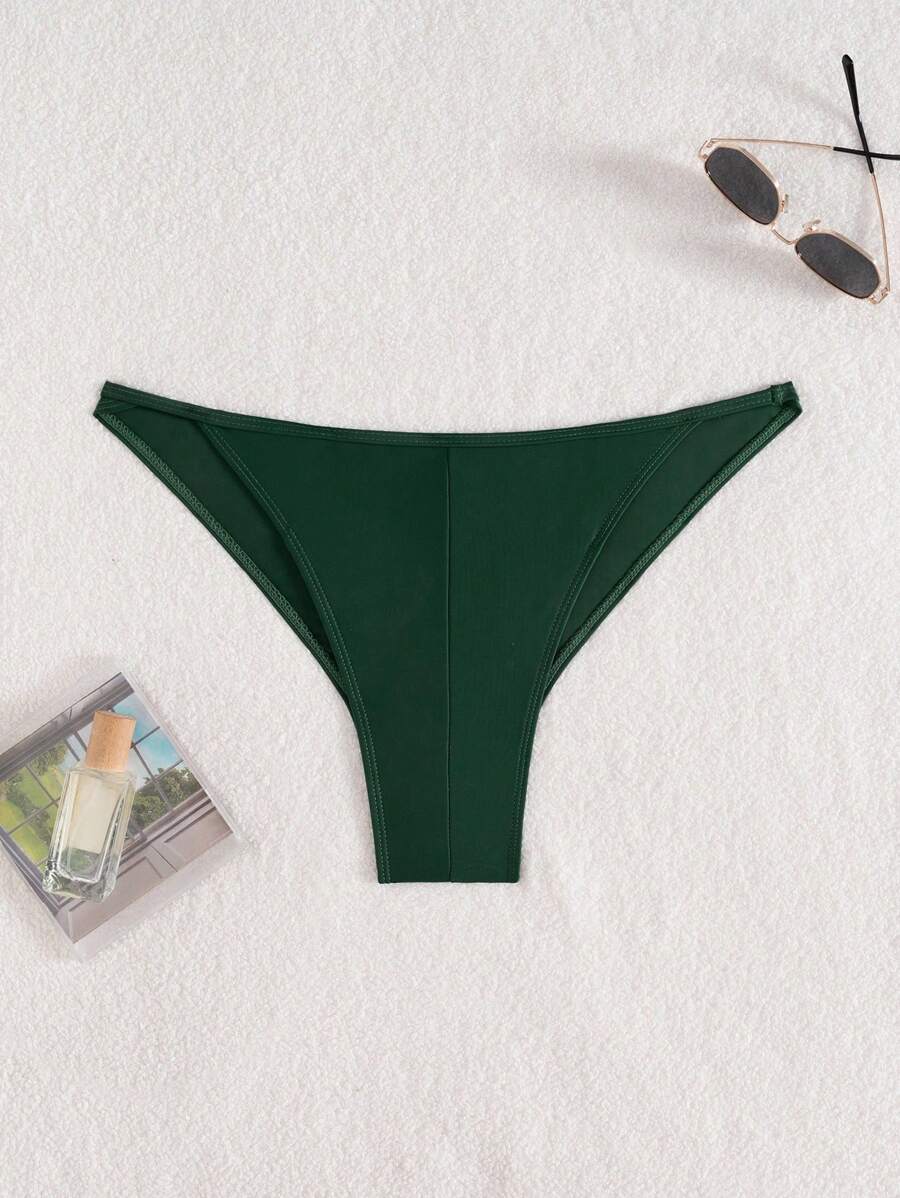 CoralVoy Men's Green Knitted Swim Briefs With Skinny Fit For Comfortable Poolside Wear - Green - View 1