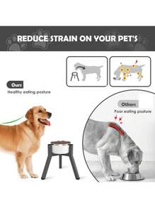 金属升高狗碗架，适用于超大型犬和大型犬，宽度可调，适合 7-10.6 英寸狗粮和水碗，单个高升高狗碗架（不含碗） - 彩色 - 查看 8