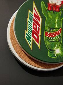 Mountain Dew X SHEIN Cup Mat 4-Piece Set, Water-Absorbing Beverage Cup Mat, Used To Protect The Desktop, Coffee Table Decoration, Very Suitable For Home Decoration And Moving Gift. - Multicolor - View 6