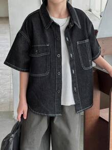 Dazy Kids Plus Size Boys' Loose Casual Denim Jacket