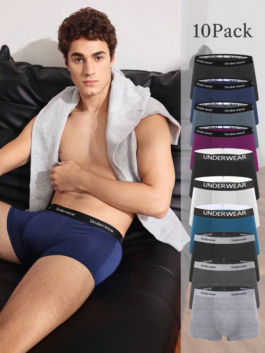 10入組男士字母腰帶方剪內褲