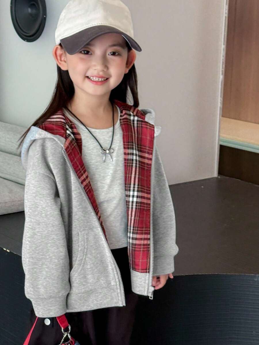 Dazy Kids 女童针织保暖内衬卫衣 - 灰色 - 查看 1