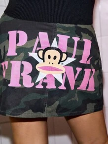 Paul Frank X ROMWE Váy mini denim họa tiết hoạt hình và chữ cỡ lớn, ngày lễ - Nhiều màu - Xem 3
