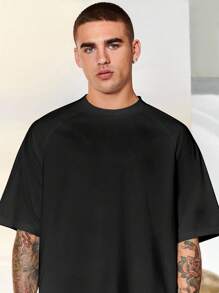 Manfinity Hypemode Camiseta Holgada De Color Sólido Para Hombres - Negro - Ver 6