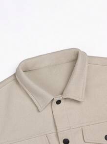 Manfinity Homme Men's Solid Color Long Sleeve Single-Breasted Jacket And Pants Casual Suit Set, Fall Clothes - Apricot - View 6