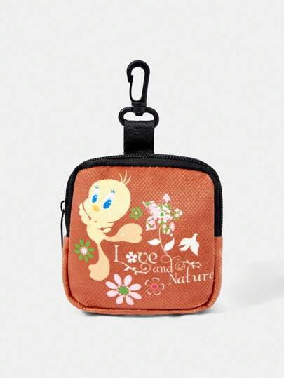 LOONEY TUNES X SHEIN Cartoon Pattern Multipurpose Coin Purse, With Safety Buckle & Zipper Pocket, Coin Storage Organizer, Suitable For Men & Women