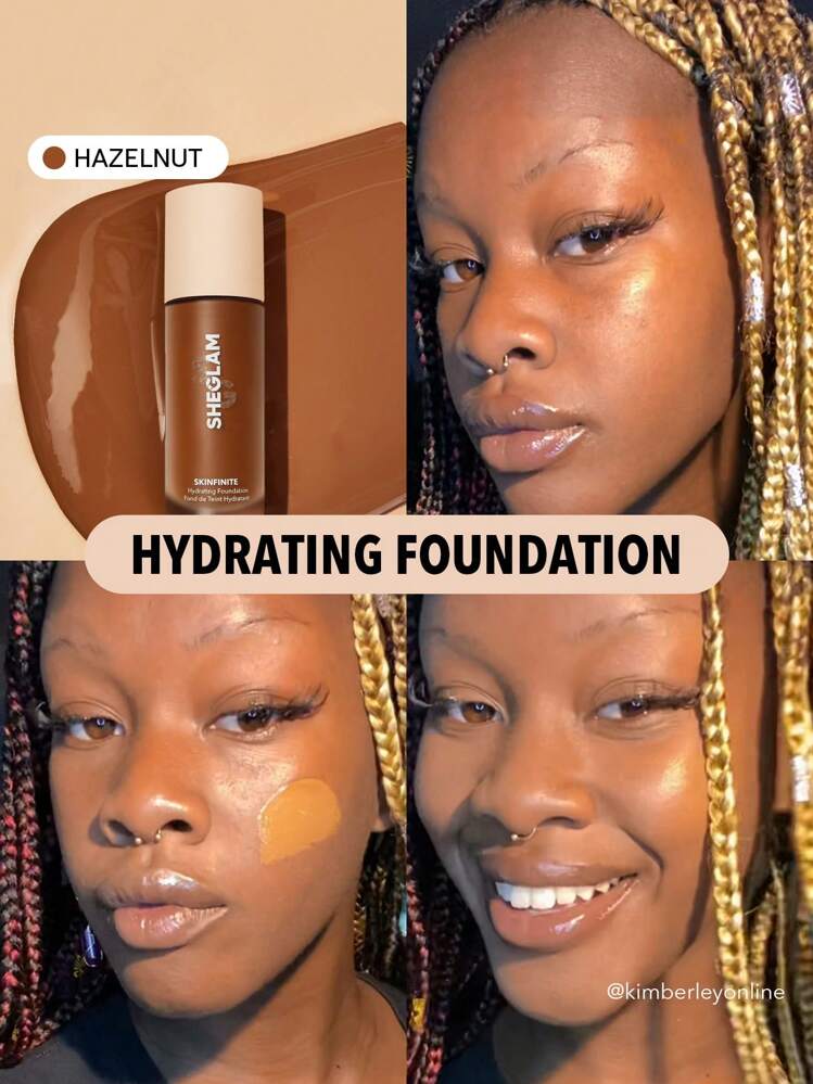 SHEGLAM Skinfinite Hydrating Foundation-Hazelnut Flawless Dewy Foundation Hydrating Coverage Invisible Pore Concealer Pore-Less Non-Greasy Lightweight Natural Soft Liquid Foundation Brand Beauty Makeup Face Paint Cosmetic For Women Girls Perfect For Spring Summer Ideal For Y2K Fancy Fashion Suitable For Birthday Mother'S Day Gift Rave Party Ready Best Color - Hazelnut - View 1