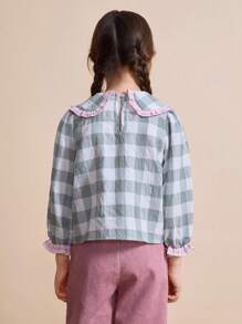 SHEIN 秋季少女格子拼色衬衫 - 彩色 - 查看 6