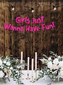 Neon-rosa Glitzer-Banner - "Einfach Spaß haben wollen" - Junggesellinnenabschied - Geburtstag - Übernachtungsparty - Pyjama-Party - Nachtausflug Dekorationen, Zubehör, Gastgeschenke und Geschenke