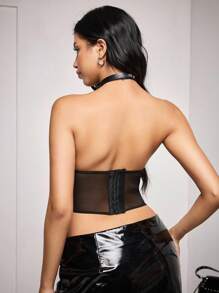 SuitURBody Corsé unido en contraste de malla transparente