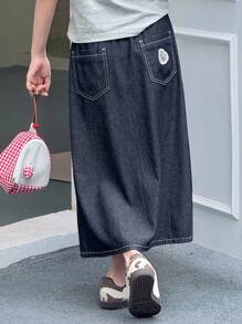 Dazy Kids Falda vaquera de ajuste holgado de unicolor para niñas preadolescentes en verano