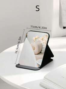 1 buc Oglindă de machiaj simplă pentru baie, Oglindă portabilă pentru birou, Oglindă cu suport pentru birou, Oglindă cosmetică portabilă, Oglindă de masă reglabilă, Oglindă pentru masă de toaletă pentru cămin studențesc, Decorațiune pentru casă, Decorațiune pentru cameră, Accesoriu de baie Decor pentru baie Organizator de machiaj de vară Accesorii de baie Înapoi la școală