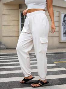 EURMUSE Cloudlight 亚麻工装裤，带侧袋 - 夏季必备单品，舒适、动感、色彩 - 时尚、个性、休闲、日常穿着、慢跑 - 白色 - 查看 5