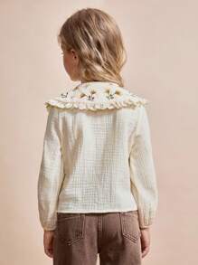 Maija Kids Maija Kids 女童圆领荷叶边刺绣棉质衬衫 - 彩色 - 查看 3