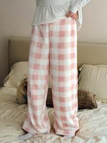 DAZY Tween Girl Plaid Warm Pajama Pants - Pink - View 5
