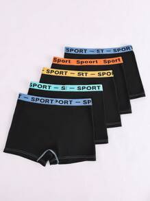 4件装青少年男孩黑色简约3D无缝平角内裤 返校季时尚