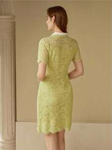 MOTF PREMIUM GUIPURE LACE BUTTON UP DRESS