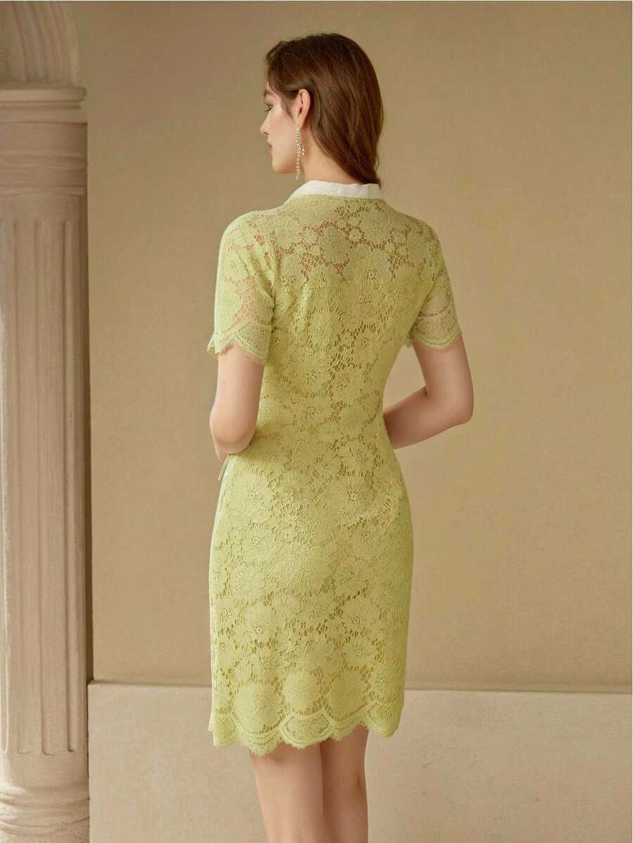 MOTF PREMIUM GUIPURE LACE BUTTON UP DRESS