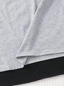 SHEIN 4 件套青少年男孩春夏睡衣套装 - 灰色和黑色简约纯色 T 恤，搭配柔软宽松的格纹裤，舒适且划算的多件套睡衣套装 - 黑色 - 查看 7