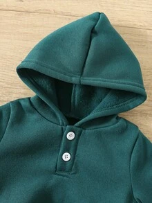 SHEIN 新生男婴/女婴三件套：连帽长袖半拉链套头衫、带袖口的裤子和无袖背心男婴冬季套装 - 彩色 - 查看 3