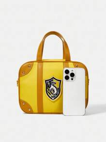 HARRY POTTER X SHEIN 女士撞色徽标贴片时尚单肩包