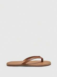 CUCCOO BIZCHIC Casual Vacation Beach Fashion Minimalist Metal Edged Brown Flip Flops