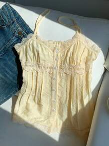 Comfortcana Women Summer Casual Yellow Camisole Cotton