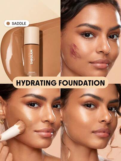 SHEGLAM Skinfinite Hydrating Foundation-Sadel LåNgvarig HeltäCkning Non-Fading Flawless Foundation Hydrating Full Coverage Invisible Pore Concealer Non-Fading LåNgvarig Poreless Flawless Non Greasy Liquid Foundation Weightless Soft Foundation MäRke SköNhet Smink Kosmetika FöR Kvinnor Och Flickor Perfekt FöR Vinter VåR Idealisk FöR Y2K Elegant Mode Passande FöR FöDelsedag GåVa Fest Klar BäSt FäRg
