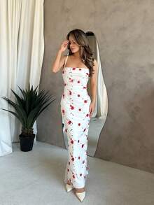 Jemour 女士细肩带系腰简约修身长裙