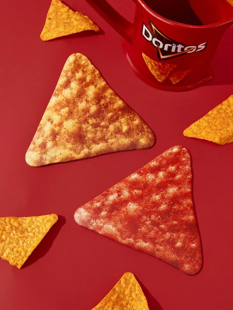 Doritos X SHEIN 1 件 / 2 件趣味薯片形状杯垫，保护桌面 - 彩色 - 查看 1