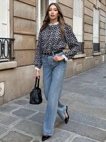 Pariaura 2025 Autumn And Winter New Shirts, French Embroidery Patchwork Lace Long-Sleeved Shirts, Fashionable And Elegant Women's Tops, Hollow Embroidery Shirts, Navy Blue High-Grade Fabric Shirts, Collar + Cuffs Splicing Lace, Single-Breasted Button Exquisite Shirts, Elegant And Atmospheric, Versatile Commuting, High-Grade Embroidered Fabric Shirts, Women's Autumn And Winter Shirts, Women's Autumn And Winter Going Out Shirts, Women's Versatile Commuting Shirts, Autumn, Winter, Women's Shirts, Open Placket Shirts, Autumn And Winter Wear, White Lace With Navy Blue Fabric Shirts.