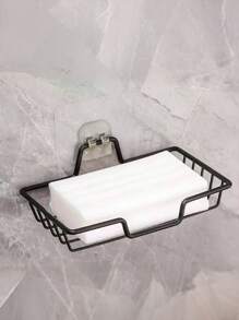 不锈钢皂架壁挂式免打孔卫生间皂盒可沥水皂架。 - 黑色 - 查看 2