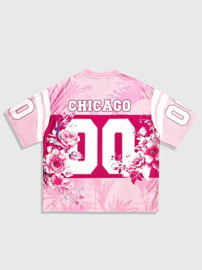 Street Life Men's Casual Contrast Color Floral Print Polo Shirt Jersey