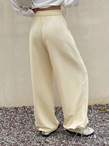 Livesso Women's Cream Yellow Loose Casual Knit Pants - Yellow - View 2