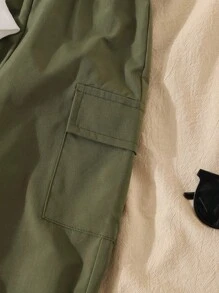 SHEIN Young Boy Letter Print Crew Neck Long Sleeve Sweatshirt And Cargo Pants Casual Suit Chic Outfits For Autumn/Winter Fall - White - View 7