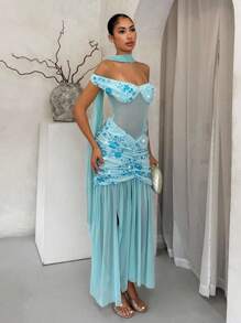 SHEIN SXY 女士蓝色亮片刺绣露肩拼接连衣裙，蓝色亮片连衣裙，浅蓝色亮片连衣裙，淡蓝色亮片连衣裙，蓝色闪亮连衣裙，浅蓝色闪亮连衣裙，约会之夜连衣裙，女士度假装，女士外出上衣，女士优雅连衣裙，乡村音乐会服装，女士性感夜店装，女士鸡尾酒会连衣裙，水蓝色亮片连衣裙，束身衣，女士音乐会服装，女士休闲连衣裙，锐舞派对服装，女士派对连衣裙，波西米亚风女装，性感连衣裙，女士早午餐服装，女士邮轮服装，仙女风，飘逸连衣裙，露肩连衣裙，闪亮连衣裙，串珠，仙女连衣裙，闪亮，性感连衣裙，水钻连衣裙，婚礼宾客连衣裙，薄荷绿连衣裙 - 藍色 - 查看 4