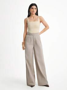 Daynim Women's Solid Color Fold Pleated Casual & Work Wear Denim Pants Wide Leg Jeans Flared Jeans Women Jeans Bell Bottom Jeans High Waisted Jeans