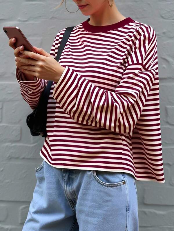 INAWLY Casual Striped Blouse For Women