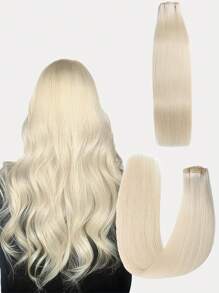 9AM Hair 7 件装 130 克/150 克 60# 铂金色全头无缝 PU 双纬夹接真人发片，HQ 雷米真人发无缝 PU 夹接片，适合女士 - S60 - 查看 4